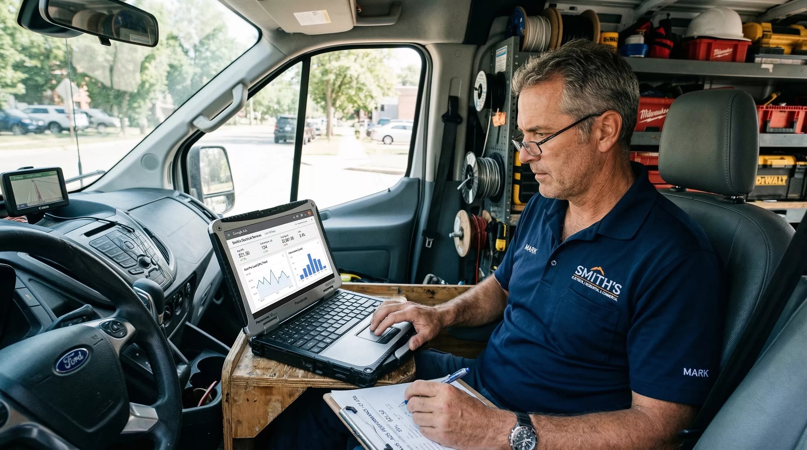 Google Ads dashboard for contractor leads